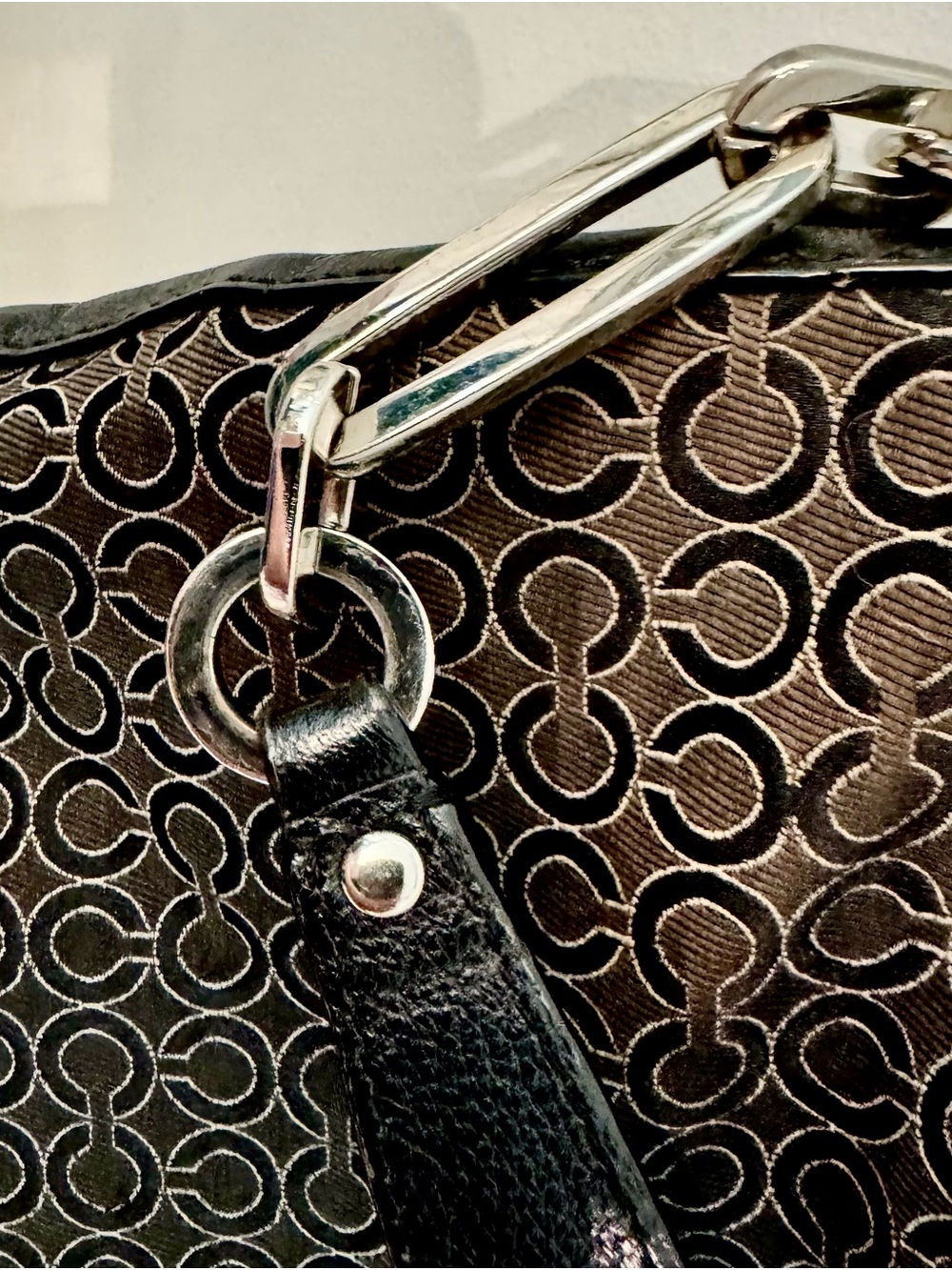 Coach Black Patterned Shoulder Bag with Silver-Tone Hardware - Picture 6 of 9